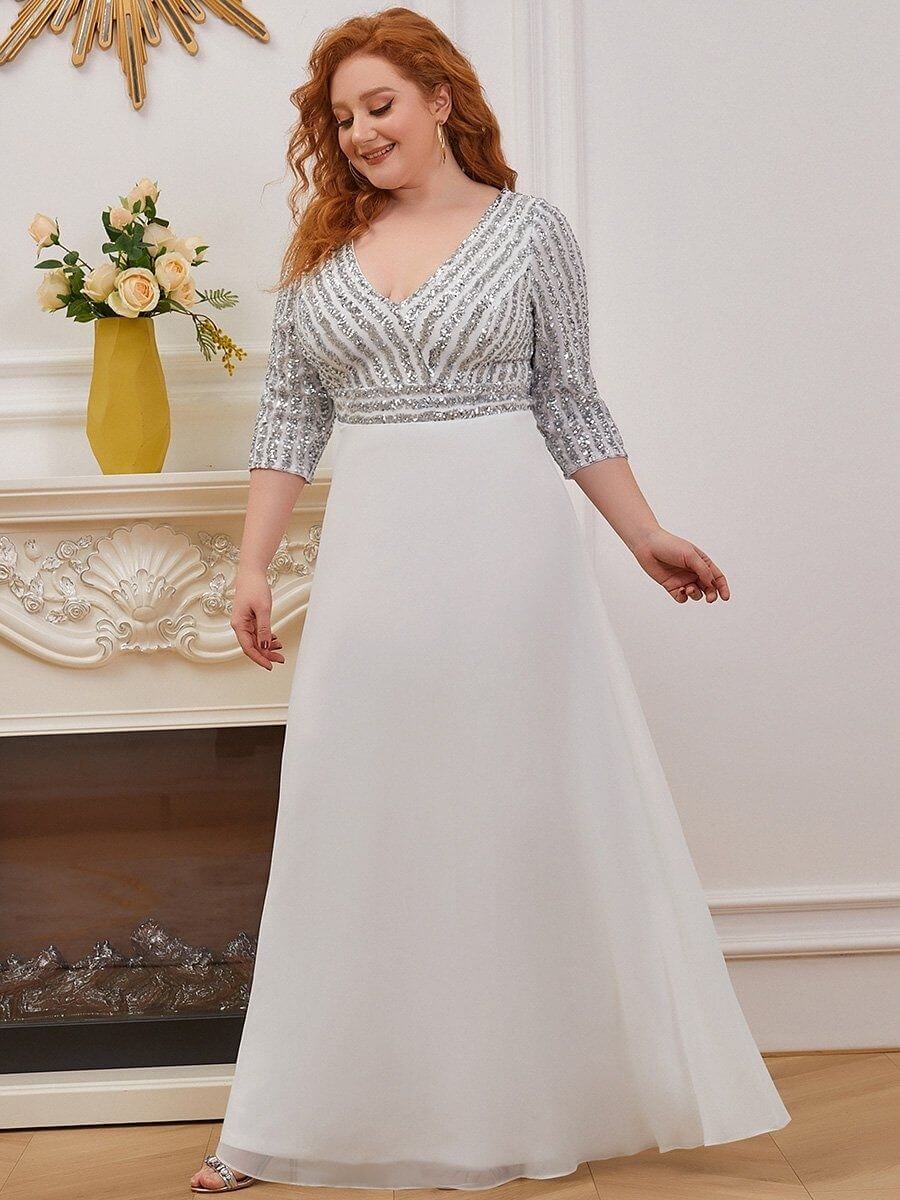 ey0751bd sequins and chiffon plus size white long evening gown eternally yours