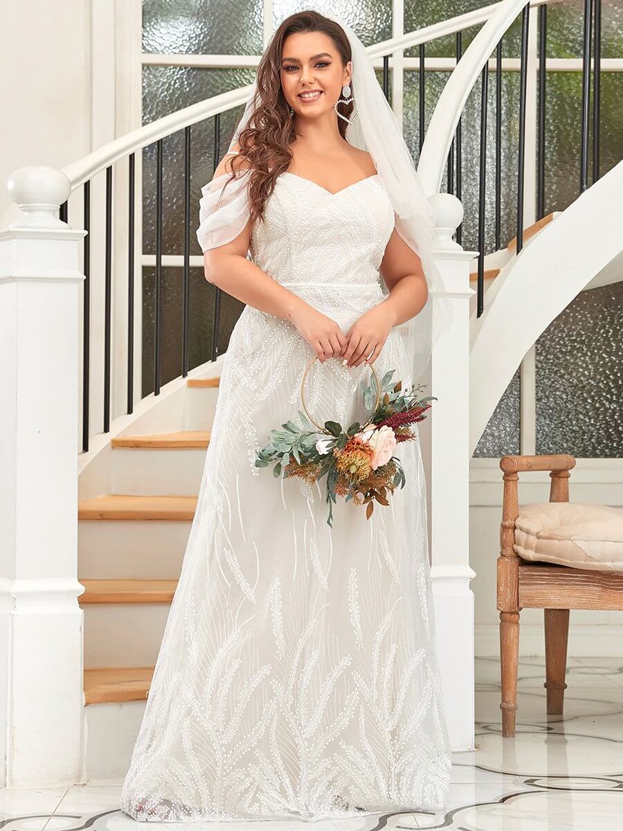 ey90362wh white off shoulder plus size wedding gown eternally yours