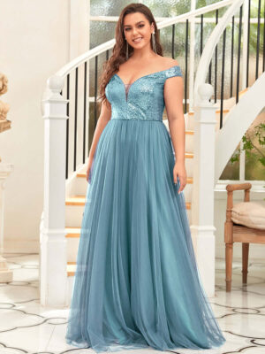 ey0277bd sequins and tulle dusty blue long evening gown eternally yours