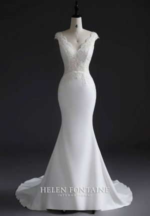 ey4260-hf fitted lace and spandex helen fontaine wedding gown eternally yours