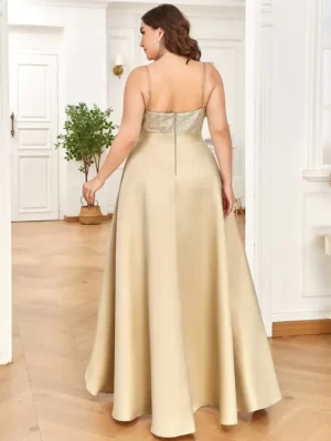 ey0667bd plus size gold chiffon high low evening gown with glitter bodice eternally yours