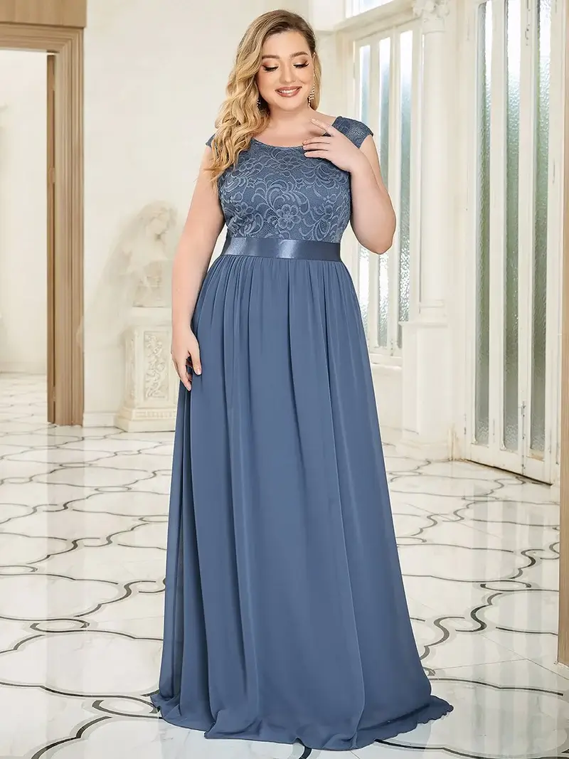 ey0646db lace and chiffon dusty navy blue long evening gown eternally yours