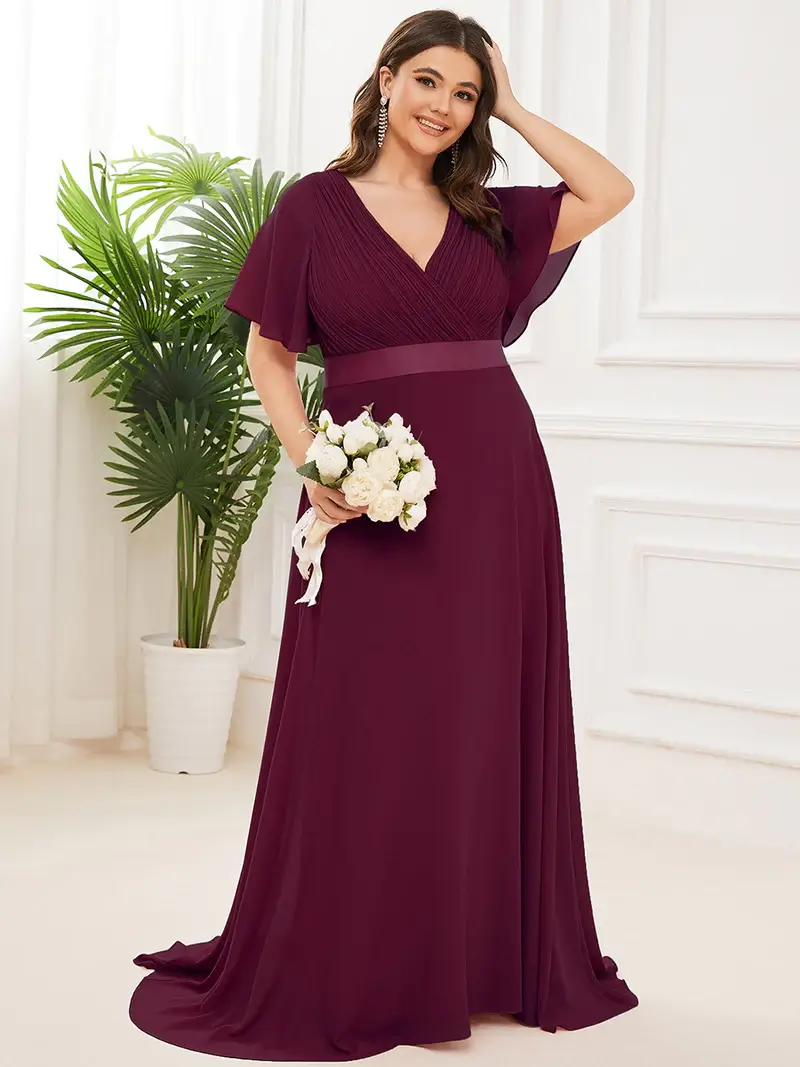 ey9890 mulberry chiffon a-line long evening gown with chiffon sleeves eternally yours
