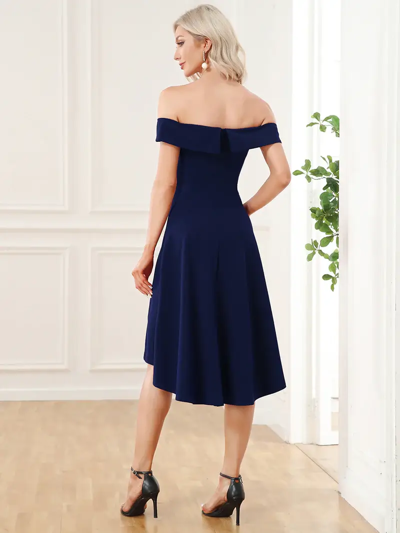 ey0056 navy blue 1 short off shoulder evening gown eternally yours