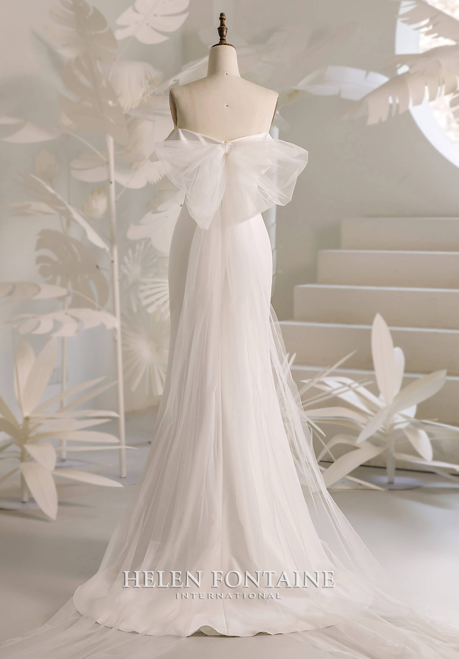 ey4271 Helen Fontaine off shoulder wedding gown with detachable tulle cape eternally yours