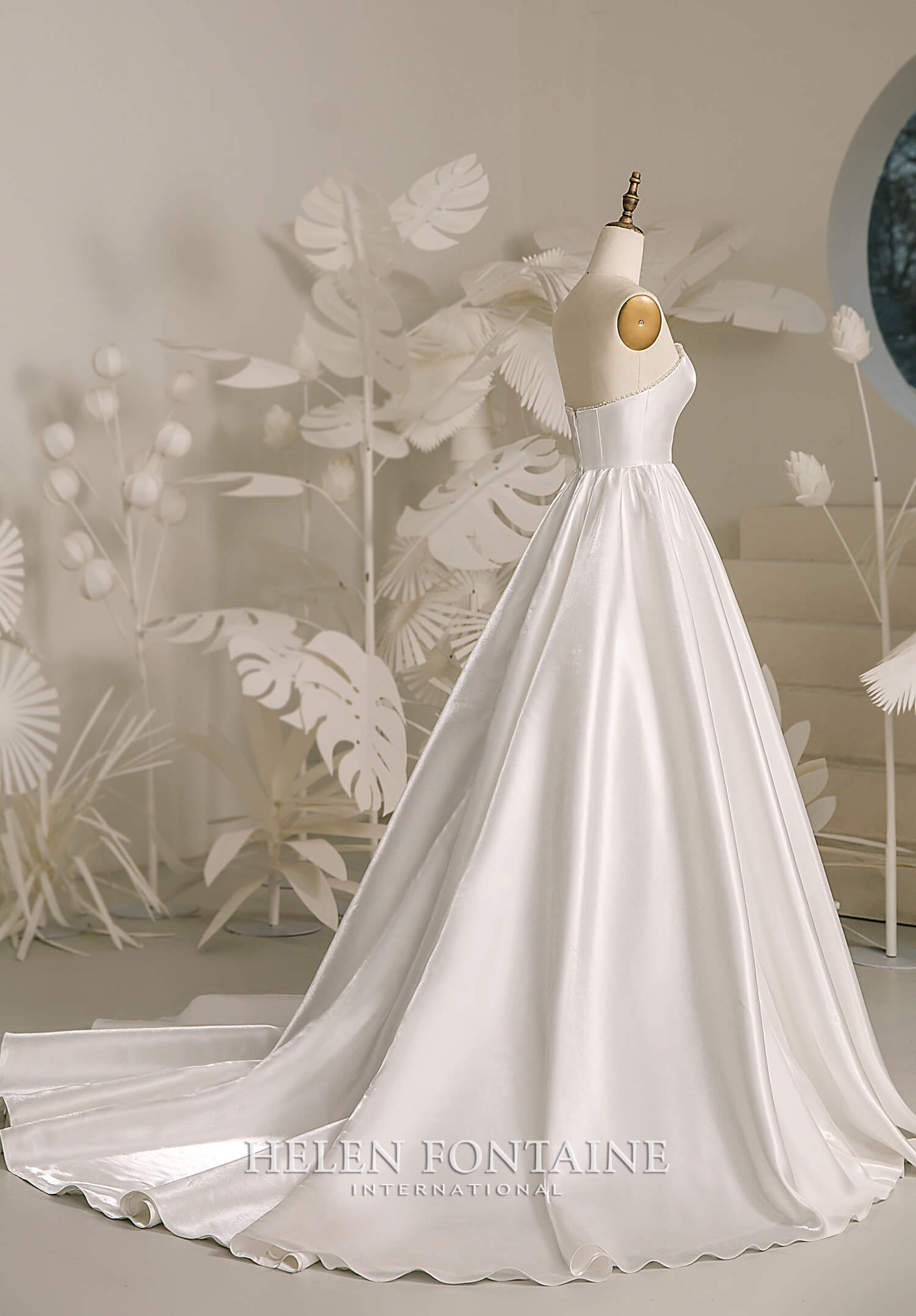 ey4277 helen fontaine princess wedding gown with beaded neckline and detachable puffy sleeves eternally yours
