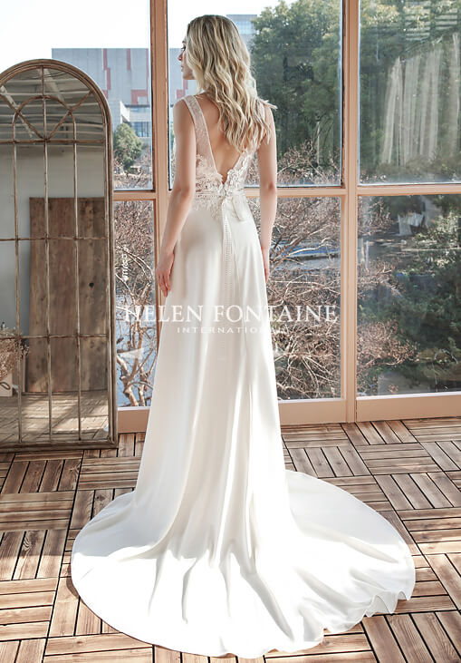 HFW4172-3 helen fontaine boho a-line wedding gown with illusion bodice eternally yours