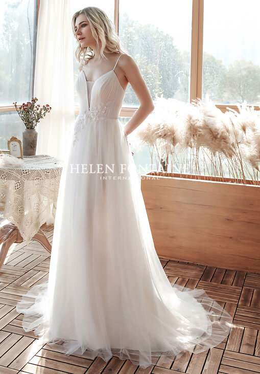 HFW4181-4 helen fontaine boho a-line wedding gown with beaded motif eternally yours