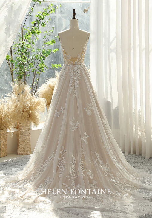 HFW4287-4 helen fontaine floral wedding gown with sequined lace eternally yours