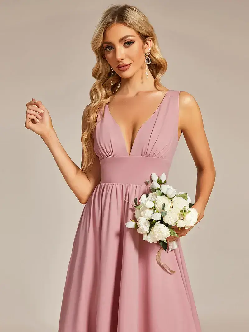 ey1750 dusty rose pink high low flowy evening gown eternally yours