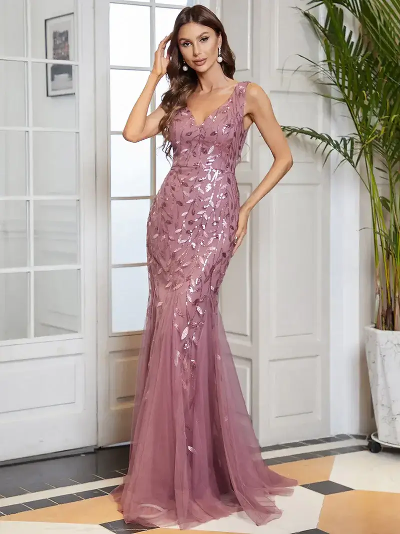 ey7886 pink purple orchid fitted sequins and tulle long evening gown eternally yours