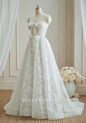 ey4465hf helen Fontaine glitter lace wedding gown with corset bodice and detachable bow eternally yours