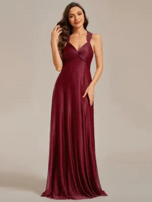 ey1919 burgundy sparkly long evening gown with lace up eternally yours