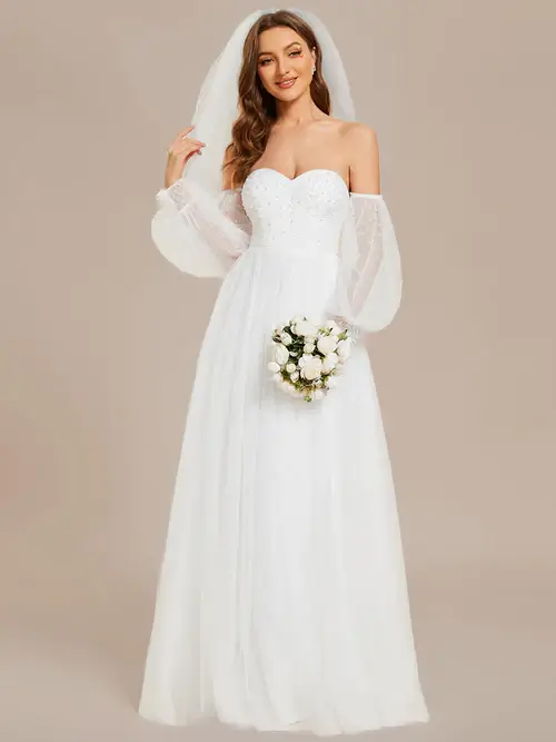 ey2018 white sequins and mesh wedding gown with sleeves eternally yours ey2018 white sequins and mesh wedding gown with sleeves eternally yours