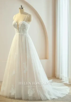 EY3527-HF-1 HELEN FONTAINE PREMIER WEDDING GOWN PLEATED CORSET BODICE WITH BEADING ETERNALLY YOURS