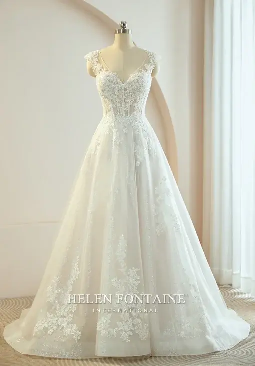EY4153-1 HELEN FONTAINE WEDDING GOWN WITH BEADED LACE AND GLITTER TULLE ETERNALLY YOURS