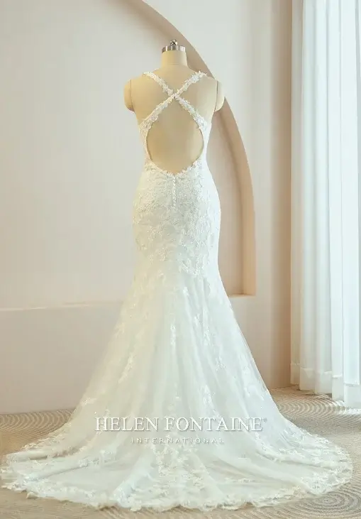 EY4370-1 HELEN FONTAINE MERMAID WEDDING DRESS WITH LOW BACK BEADED LACE ETERNALLY YOURS