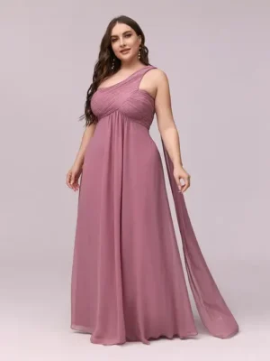 ey9816 pink purple orchid chiffon one shoulder plus size long evening gown eternally yours