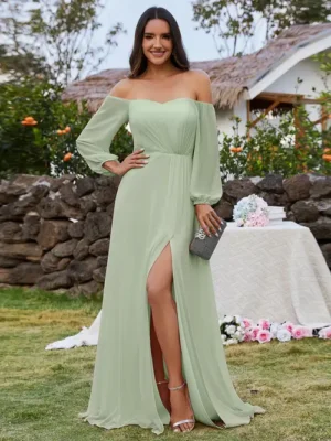 ey0002 mint sage green chiffon long evening gown with lantern sleeves eternally yours