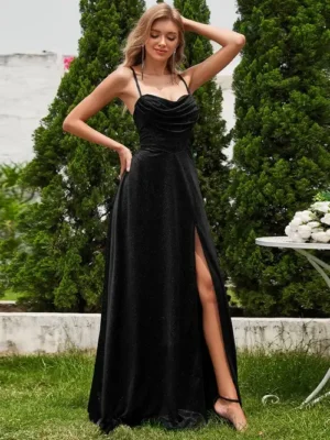 ey0043 black shimmer sequins aline long evening gown eternally yours