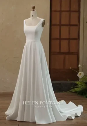 ey4196 helen fontaine aline wedding gown with square neckline eternally yours