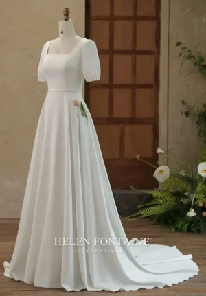 ey4199 helen fontaine aline wedding gown with short sleeves eternally yours