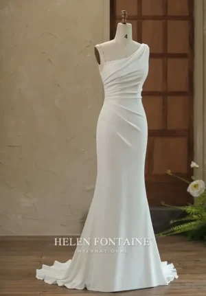 y4202 helen fontaine one shoulder wedding gown with detachable pearl strap eternally yours