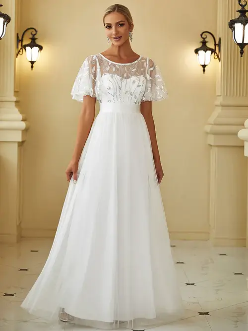 ey0904 white sequins and tulle wedding gown with ruffle sleeves eternally yours ey0904 white sequins and tulle wedding gown with ruffle sleeves eternally yours