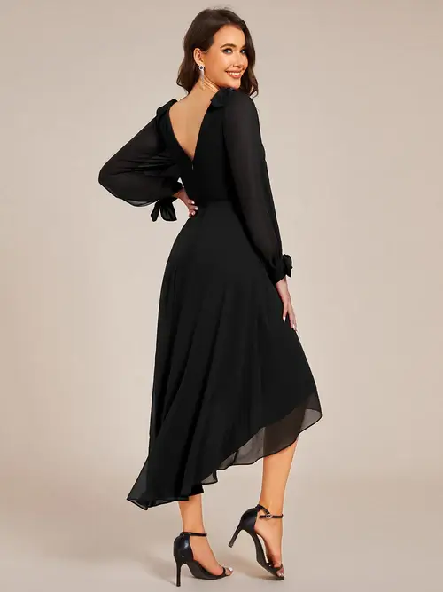 ey2269 black chiffon midi evening gown with long sleeves eternally yours ey2269 black chiffon midi evening gown with long sleeves eternally yours