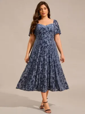 ey2271 dusty navy jacquard evening gown with flutter sleeves eternally yours