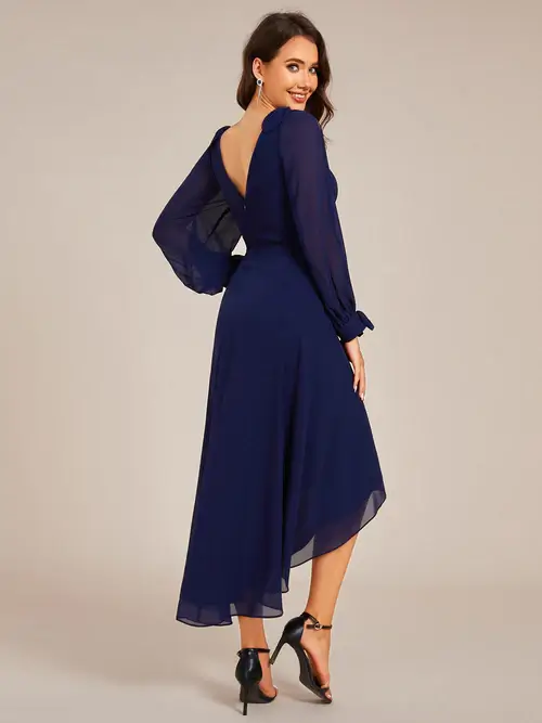 ey2269 navy blue short evening gown with long sleeves eternally yours ey2269 navy blue short evening gown with long sleeves eternally yours