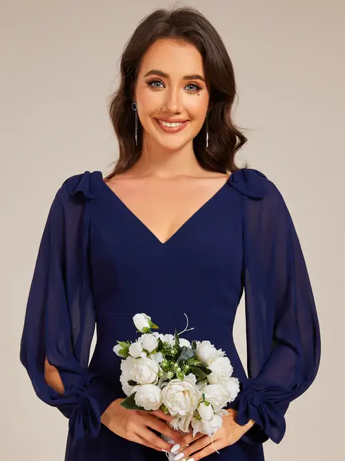 ey2269 navy blue short evening gown with long sleeves eternally yours ey2269 navy blue short evening gown with long sleeves eternally yours