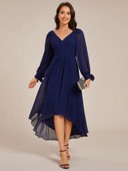 ey2269 navy blue short evening gown with long sleeves eternally yours ey2269 navy blue short evening gown with long sleeves eternally yours