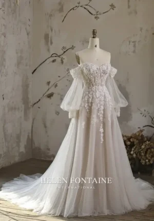 ey4457-hf helen fonatine off shoulder wedding gown with removable sleeves