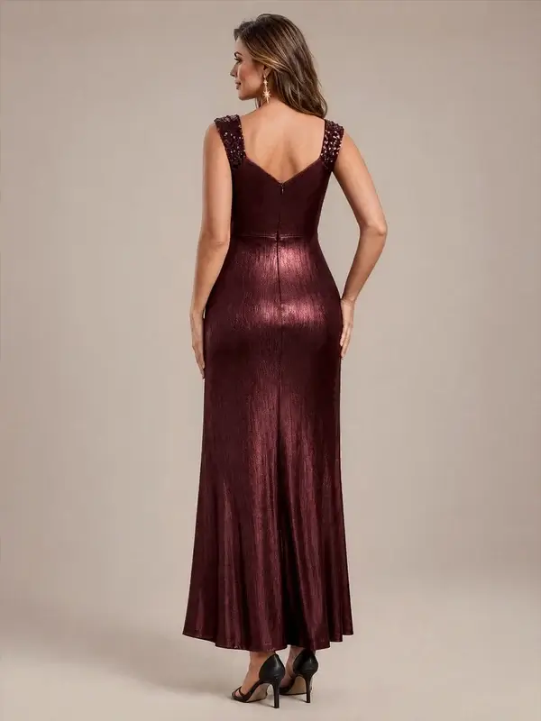 ey2878 burgundy 1 metallic fitted long evening gown with slit eternally yours