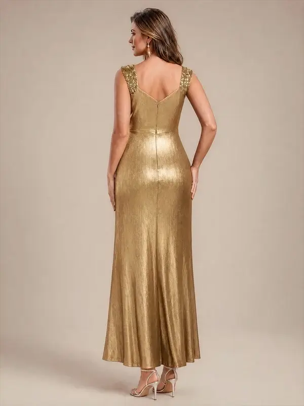 ey2878 gold 1 metallic fitted long evening gown with slit eternally yours